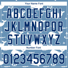 Загрузить изображение в средство просмотра галереи, Custom Light Blue US Navy Blue-White 3D Pattern Design Whale Authentic Baseball Jersey
