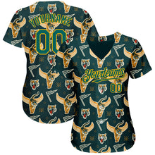 Charger l&#39;image dans la galerie, Custom Black Midnight Green-Gold 3D Pattern Design Tiger Authentic Baseball Jersey
