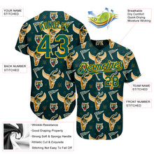 Charger l&#39;image dans la galerie, Custom Black Midnight Green-Gold 3D Pattern Design Tiger Authentic Baseball Jersey
