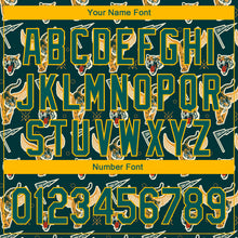 Charger l&#39;image dans la galerie, Custom Black Midnight Green-Gold 3D Pattern Design Tiger Authentic Baseball Jersey
