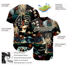 Load image into Gallery viewer, Custom Black Cream 3D Tropical Plant And Skull Fashion Authentic Baseball Jersey
