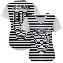 Load image into Gallery viewer, Custom White Black 3D Skull Fashion Authentic Baseball Jersey
