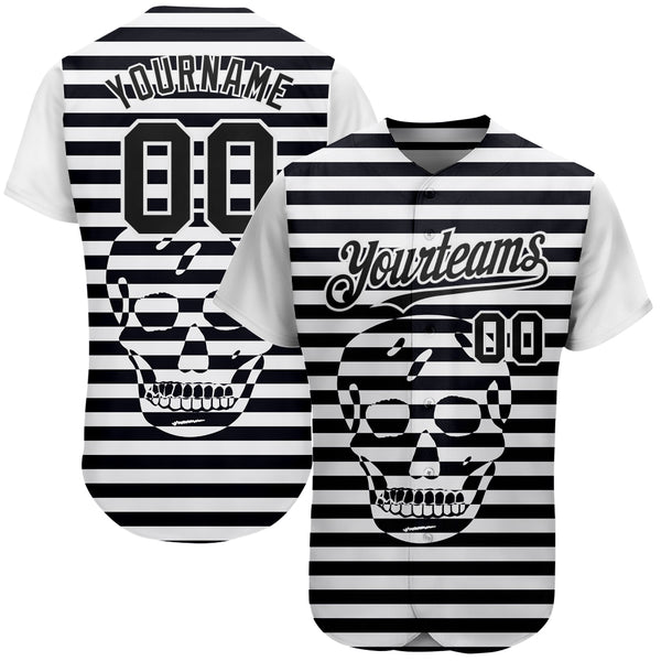 black and white striped baseball jersey