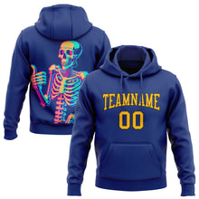 Laden Sie das Bild in den Galerie-Viewer, Custom Stitched Royal Gold-Black 3D Skull Fashion Sports Pullover Sweatshirt Hoodie
