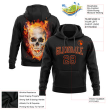 Laden Sie das Bild in den Galerie-Viewer, Custom Stitched Black Orange 3D Skull Fashion Flame Sports Pullover Sweatshirt Hoodie

