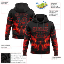 Laden Sie das Bild in den Galerie-Viewer, Custom Stitched Black Red 3D Skull Fashion Flame Sports Pullover Sweatshirt Hoodie
