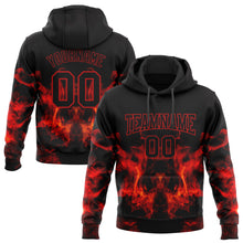 Load image into Gallery viewer, Custom Stitched Black Red 3D Skull Fashion Flame Sports Pullover Sweatshirt Hoodie
