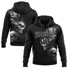 Load image into Gallery viewer, Custom Stitched Black Gray 3D Skull Fashion Sports Pullover Sweatshirt Hoodie
