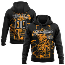 Load image into Gallery viewer, Custom Stitched Black Yellow-White 3D Pattern Design Tiger With Cloud Sports Pullover Sweatshirt Hoodie
