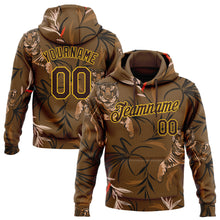 Laden Sie das Bild in den Galerie-Viewer, Custom Stitched Brown Yellow 3D Pattern Design Tiger And Plants Sports Pullover Sweatshirt Hoodie
