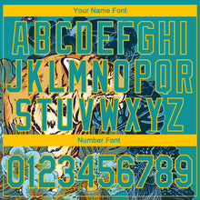 Load image into Gallery viewer, Custom Stitched Teal Yellow 3D Pattern Design Tiger And Flower Sports Pullover Sweatshirt Hoodie
