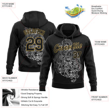 Laden Sie das Bild in den Galerie-Viewer, Custom Stitched Black Old Gold 3D Pattern Design Tiger And Skull Sports Pullover Sweatshirt Hoodie
