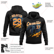 Load image into Gallery viewer, Custom Stitched Black Bay Orange-White 3D Pattern Design Fire Dragon Sports Pullover Sweatshirt Hoodie
