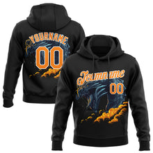 Load image into Gallery viewer, Custom Stitched Black Bay Orange-White 3D Pattern Design Fire Dragon Sports Pullover Sweatshirt Hoodie
