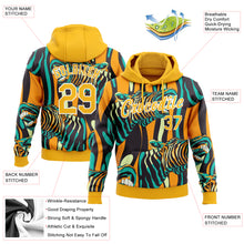 Load image into Gallery viewer, Custom Stitched Gold-White 3D Pattern Design Zebra Sports Pullover Sweatshirt Hoodie
