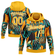 Load image into Gallery viewer, Custom Stitched Gold-White 3D Pattern Design Zebra Sports Pullover Sweatshirt Hoodie
