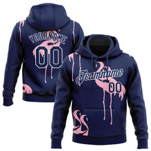 Load image into Gallery viewer, Custom Stitched Navy-White 3D Pattern Design Flamingo Sports Pullover Sweatshirt Hoodie
