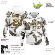 Laden Sie das Bild in den Galerie-Viewer, Custom Stitched White Old Gold-Black 3D Pattern Design Tiger And Eagle Sports Pullover Sweatshirt Hoodie
