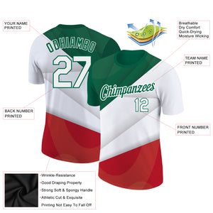 Custom Red White-Kelly Green 3D Mexico Performance T-Shirt