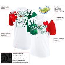 Laden Sie das Bild in den Galerie-Viewer, Custom White Kelly Green-Red 3D Mexico Splashes Performance T-Shirt
