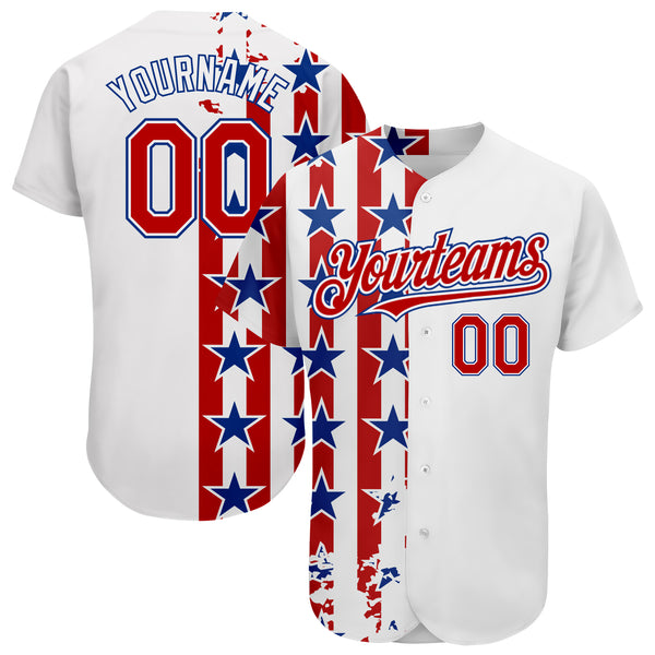 Cheap Custom White Red-Royal 3D American Flag Authentic Baseball Jersey  Free Shipping – CustomJerseysPro