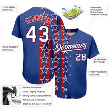 Load image into Gallery viewer, Custom Royal White Red 3D American Flag Authentic Baseball Jersey
