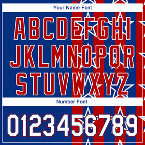 Custom Royal White Red 3D American Flag Authentic Baseball Jersey