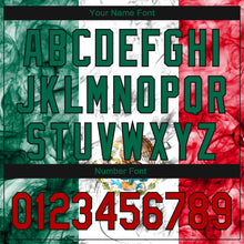 Laden Sie das Bild in den Galerie-Viewer, Custom White Red Kelly Green-Black 3D Mexican Flag Authentic Baseball Jersey
