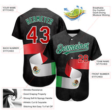 Laden Sie das Bild in den Galerie-Viewer, Custom Black Red Kelly Green 3D Mexican Flag Authentic Baseball Jersey
