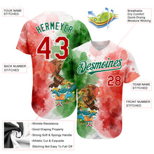 Laden Sie das Bild in den Galerie-Viewer, Custom Kelly Green Red-White 3D Mexican Flag Watercolored Splashes Grunge Design Authentic Baseball Jersey
