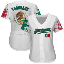 Laden Sie das Bild in den Galerie-Viewer, Custom White Red Kelly Green-Black 3D Mexican Flag Grunge Design Authentic Baseball Jersey
