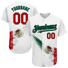 Load image into Gallery viewer, Custom White Red Kelly Green-Black 3D The Abstract Wing With Mexican Flag Authentic Baseball Jersey

