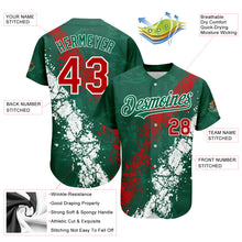 Laden Sie das Bild in den Galerie-Viewer, Custom Kelly Green Red-White 3D Mexico Authentic Baseball Jersey
