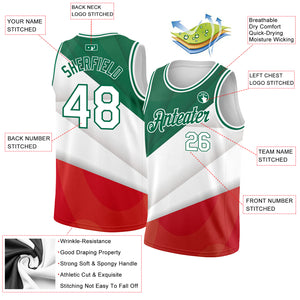 Custom Kelly Green White-Red 3D Mexico Authentic Basketball Jersey