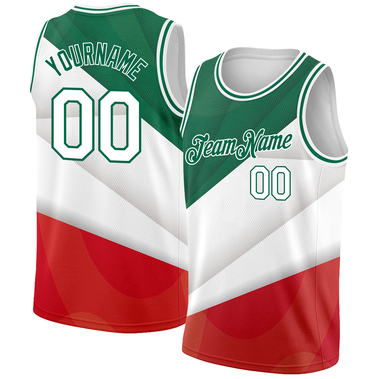 red and green basketball jersey