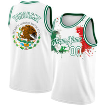 Laden Sie das Bild in den Galerie-Viewer, Custom White Kelly Green-Red 3D Mexican Flag Splashes Authentic Basketball Jersey
