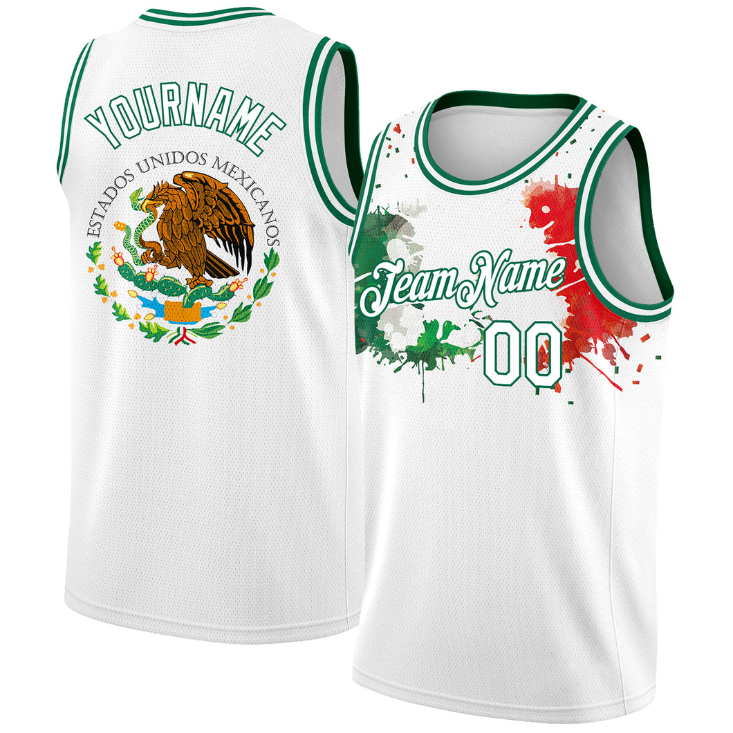 Cheap Custom White Kelly Green-Red 3D Mexican Flag Authentic Basketball  Jersey Free Shipping – CustomJerseysPro