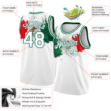 Загрузить изображение в средство просмотра галереи, Custom White Kelly Green-Red 3D Mexico Splashes Authentic Basketball Jersey
