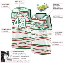 Load image into Gallery viewer, Custom White Kelly Green-Red 3D Mexican Flag Authentic Basketball Jersey
