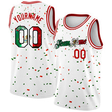 Load image into Gallery viewer, Custom White Mexican Flag Red-Kelly Green-Black 3D Authentic Basketball Jersey
