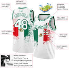 Laden Sie das Bild in den Galerie-Viewer, Custom White Kelly Green-Red 3D Mexican Flag Authentic Basketball Jersey
