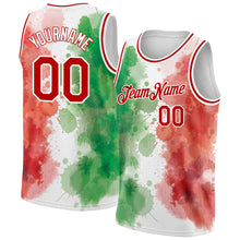 Laden Sie das Bild in den Galerie-Viewer, Custom Kelly Green Red-White 3D Mexico Watercolored Splashes Grunge Design Authentic Basketball Jersey
