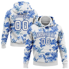 Load image into Gallery viewer, Custom Stitched White Royal 3D Pattern Design Heron And Flower Sports Pullover Sweatshirt Hoodie
