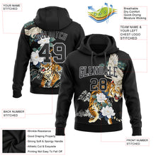 Load image into Gallery viewer, Custom Stitched Black Gray 3D Pattern Design Crane And Tiger Sports Pullover Sweatshirt Hoodie
