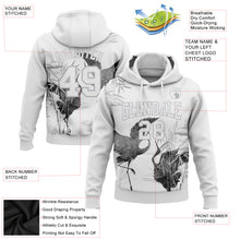 Load image into Gallery viewer, Custom Stitched White Gray 3D Pattern Design Heron Sports Pullover Sweatshirt Hoodie
