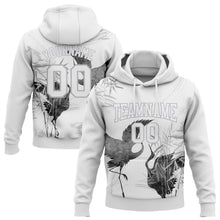 Load image into Gallery viewer, Custom Stitched White Gray 3D Pattern Design Heron Sports Pullover Sweatshirt Hoodie
