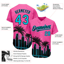 Laden Sie das Bild in den Galerie-Viewer, Custom Pink Lakes Blue-Black 3D Miami Palm Trees City Edition Authentic Baseball Jersey
