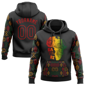 Custom Stitched Black Red 3D Pattern Design Black History Month Africa Safari Sports Pullover Sweatshirt Hoodie