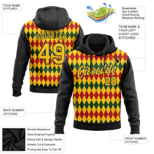 Laden Sie das Bild in den Galerie-Viewer, Custom Stitched Black Yellow 3D Pattern Design Black History Month Sports Pullover Sweatshirt Hoodie

