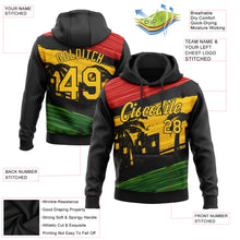 Load image into Gallery viewer, Custom Stitched Black Yellow 3D Pattern Design Black History Month Sports Pullover Sweatshirt Hoodie
